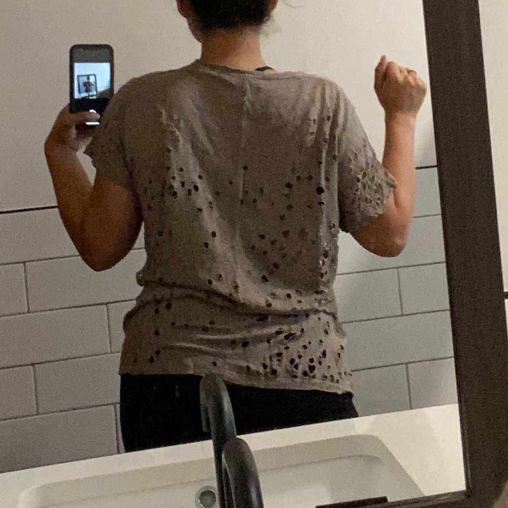 IRO Linen Distressed Clay Tee t-shirt top sheer - Picture 12 of 17